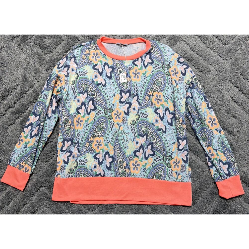 Size M White Birch Floral Womans Lightweight Oversized Boxy Sweater New